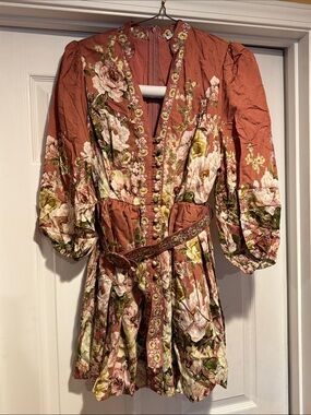 Fashion Nova Rust Pink Floral Button-Front Dress